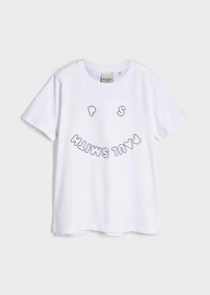 Junior Paul Smith TShirts 213 Years White Embroidery 039Happy039 TShirt