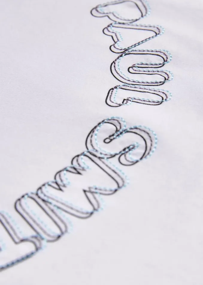 Junior Paul Smith TShirts 213 Years White Embroidery 039Happy039 TShirt Junior Paul Smith TShirts 213 Years White Embroidery 039Happy039 TShirt