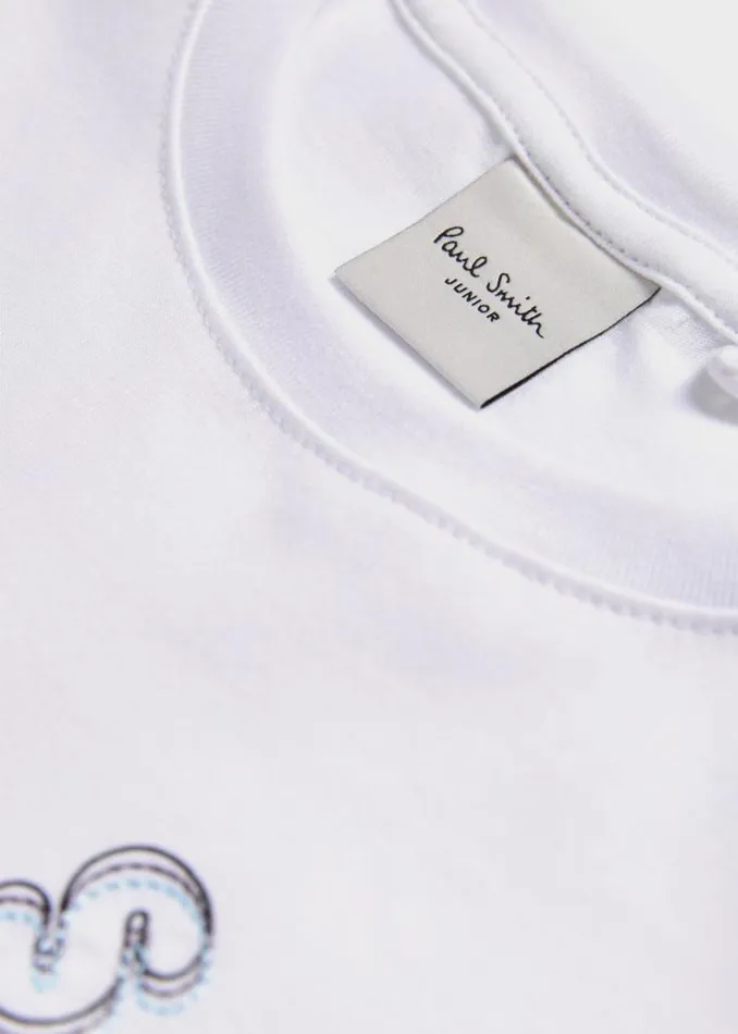 Junior Paul Smith TShirts 213 Years White Embroidery 039Happy039 TShirt Junior Paul Smith TShirts 213 Years White Embroidery 039Happy039 TShirt