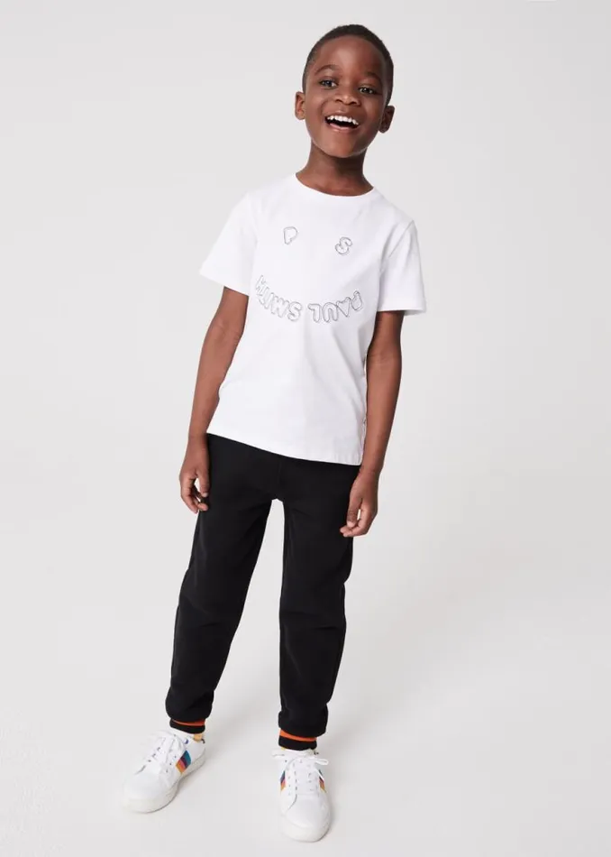 Junior Paul Smith TShirts 213 Years White Embroidery 039Happy039 TShirt Junior Paul Smith TShirts 213 Years White Embroidery 039Happy039 TShirt