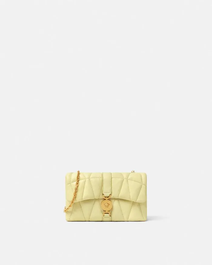 Kleio Quilted Mini Bag Yellow Women Versace Shoulder and Crossbody