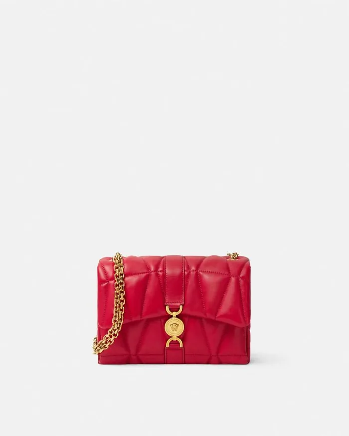 Kleio Quilted Shoulder Bag Red Women Versace Shoulder and Crossbody