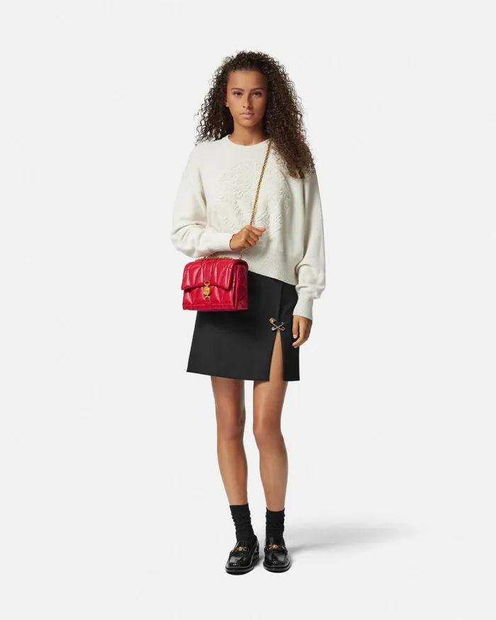 Kleio Quilted Shoulder Bag Red Women Versace Shoulder and Crossbody