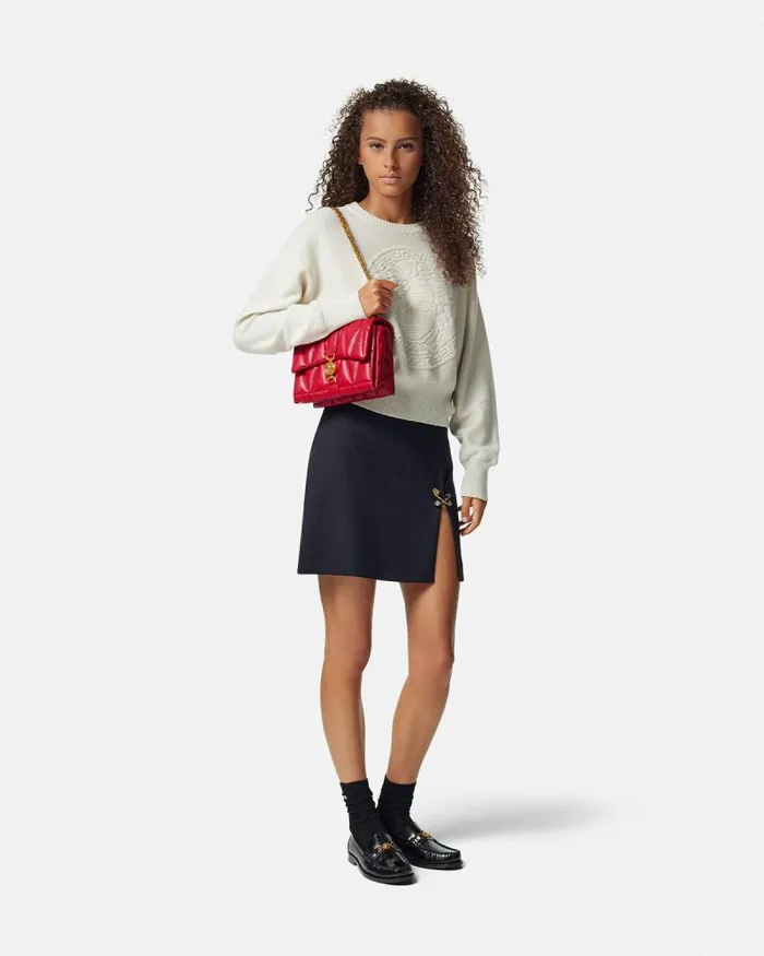 Kleio Quilted Shoulder Bag Red Women Versace Shoulder and Crossbody