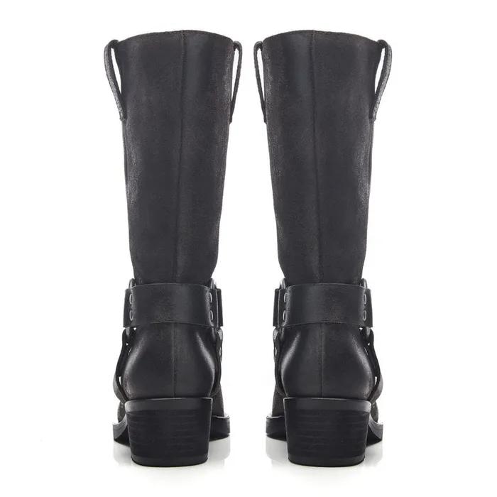 Knee High Boots Women Moda In Pelle Demeter Charcoal Suede