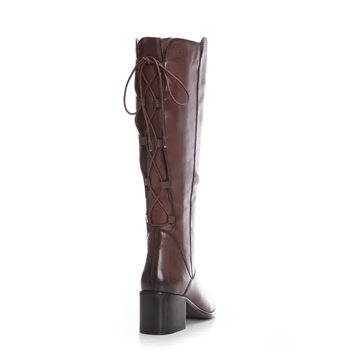Knee High Boots Women Moda In Pelle Gloriia Tan Leather