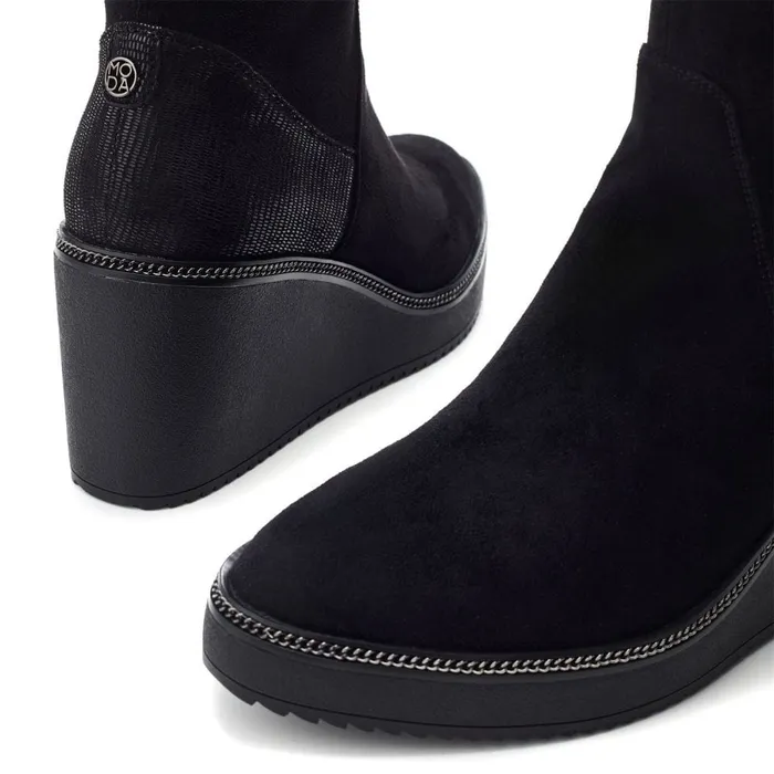 Knee High Boots Women Moda In Pelle Sallie Black Alcantara