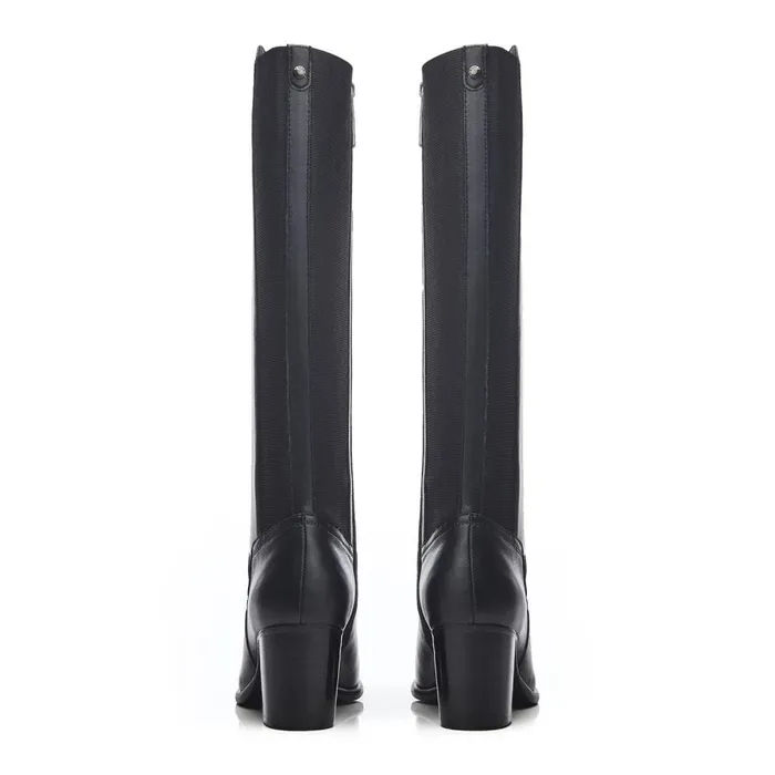 Knee High Boots Women Moda In Pelle Scarletta Black Leather