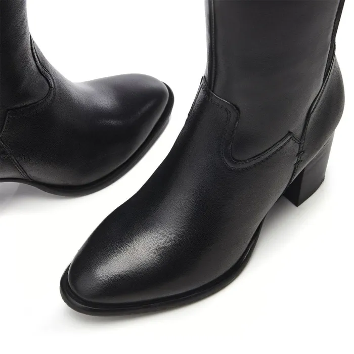Knee High Boots Women Moda In Pelle Scarletta Black Leather