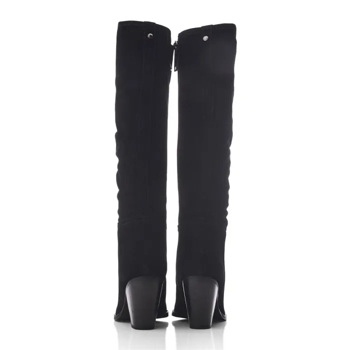 Knee High Boots Women Moda In Pelle Seleste Black Suede