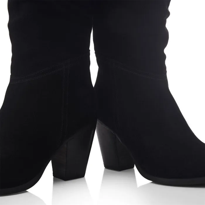 Knee High Boots Women Moda In Pelle Seleste Black Suede
