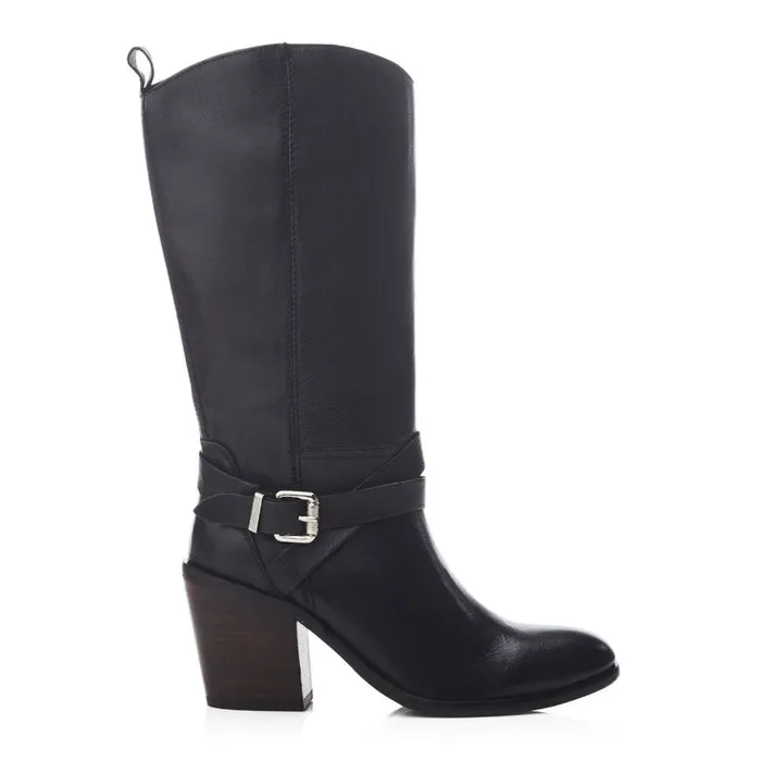 Knee High Boots Women Moda In Pelle Serana Black Leather