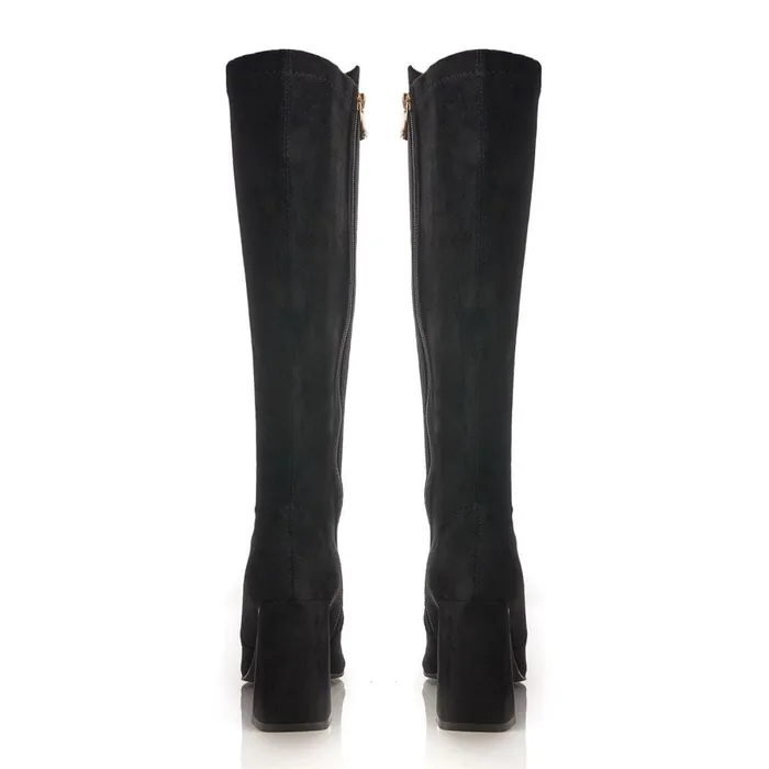 Knee High Boots Women Moda In Pelle Tamika Black Alcantara Knee High Boots Women Moda In Pelle Tamika Black Alcantara