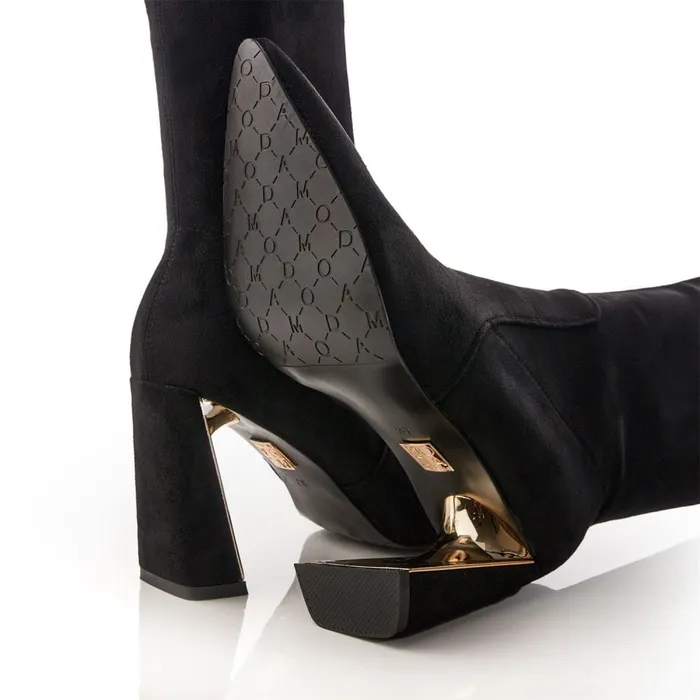 Knee High Boots Women Moda In Pelle Tamika Black Alcantara Knee High Boots Women Moda In Pelle Tamika Black Alcantara