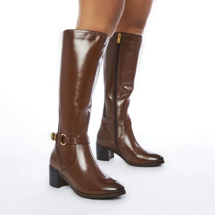 Knee High Boots Women Moda In Pelle Vivia Tan Leather
