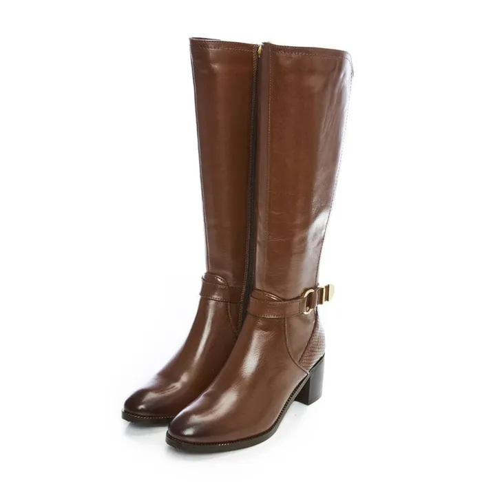 Knee High Boots Women Moda In Pelle Vivia Tan Leather