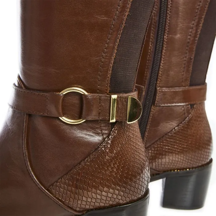 Knee High Boots Women Moda In Pelle Vivia Tan Leather