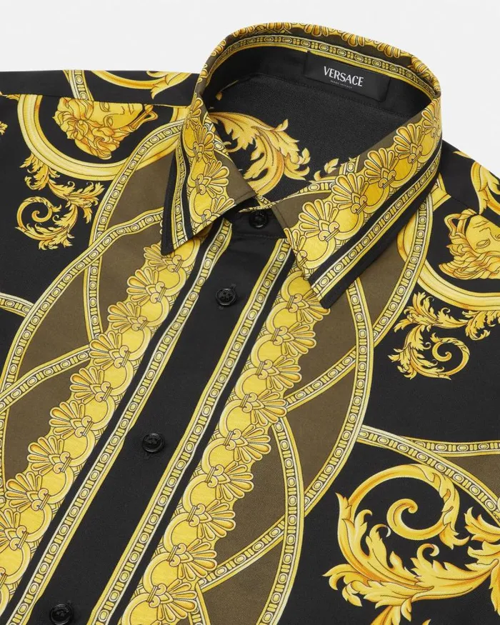 La Coupe Des Dieux Silk Shirt Blackprint Men Versace Shirts