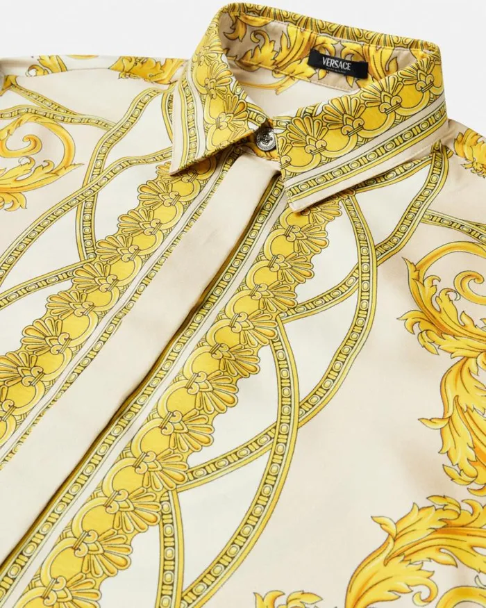La Coupe Des Dieux Silk Shirt Goldprint Women Versace Shirts and Tops