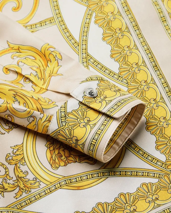 La Coupe Des Dieux Silk Shirt Goldprint Women Versace Shirts and Tops
