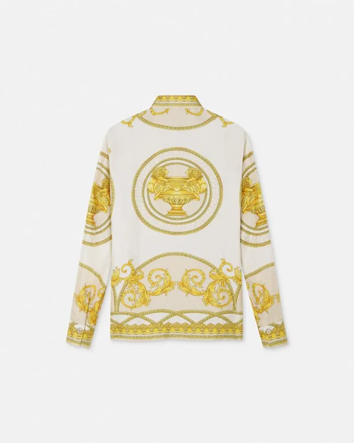 La Coupe Des Dieux Silk Shirt Goldprint Women Versace Shirts and Tops
