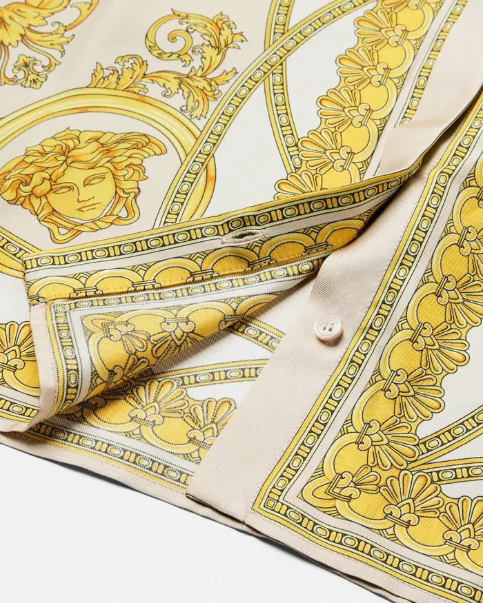 La Coupe Des Dieux Silk Shirt Goldprint Women Versace Shirts and Tops