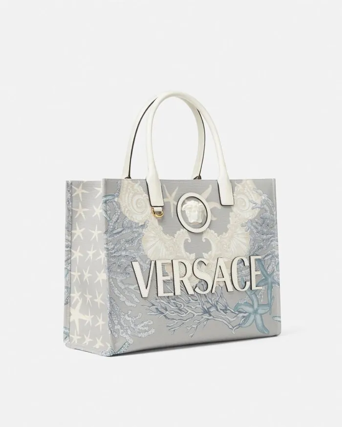 La Medusa Barocco Sea Canvas Tote Bag Blueprint Women Versace Totes