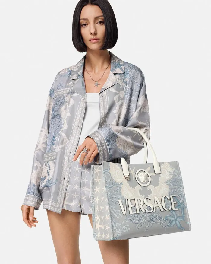 La Medusa Barocco Sea Canvas Tote Bag Blueprint Women Versace Totes