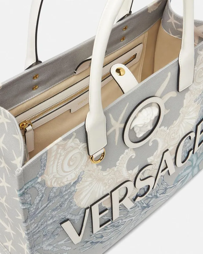 La Medusa Barocco Sea Canvas Tote Bag Blueprint Women Versace Totes
