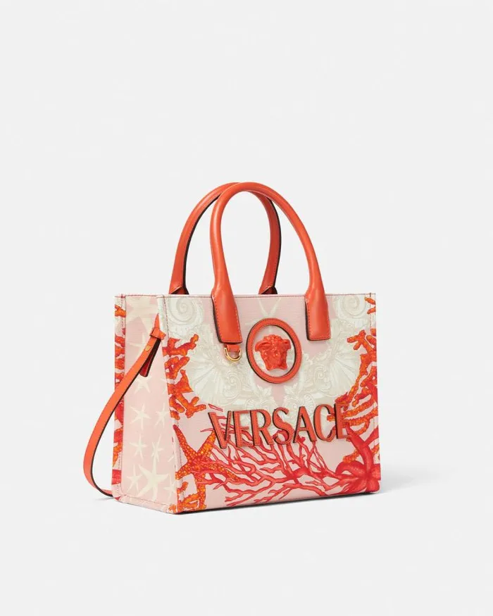 La Medusa Barocco Sea Small Canvas Tote Bag Coral Women Versace Totes