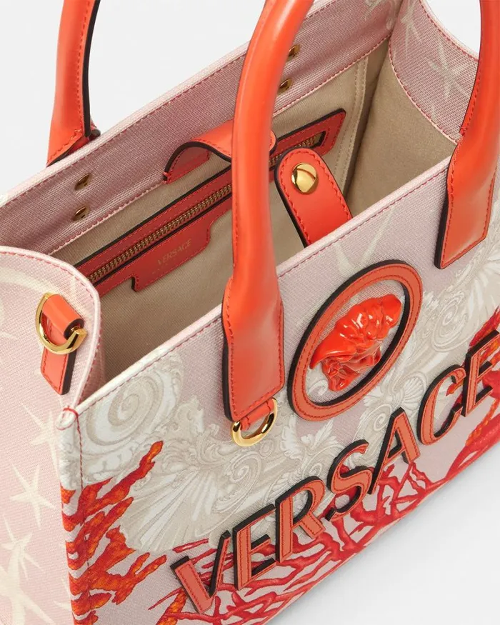La Medusa Barocco Sea Small Canvas Tote Bag Coral Women Versace Totes