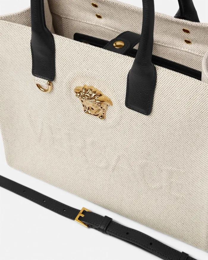 La Medusa Canvas Small Tote Bag Beige Women Versace Totes