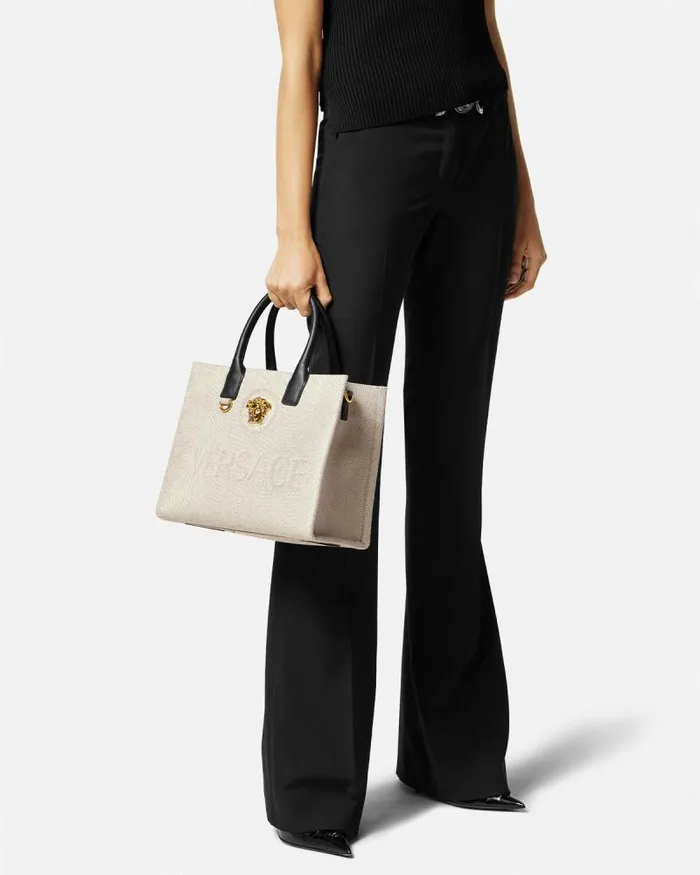 La Medusa Canvas Small Tote Bag Beige Women Versace Totes