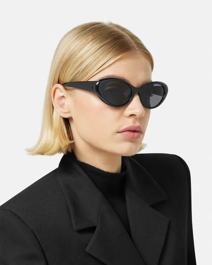 La Medusa Oval Sunglasses Black Women Versace Sunglasses