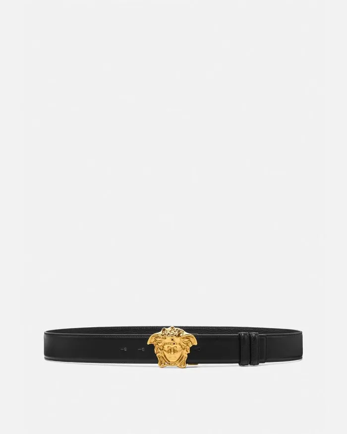 La Medusa Reversible Leather Belt 4 Cm Blackgold Men Versace Belts