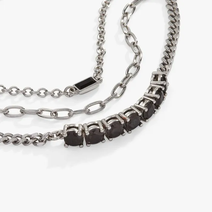 Layered Bolo Stack Bracelet Jet Crystal Silver Women Alex And Ani Strength Protection