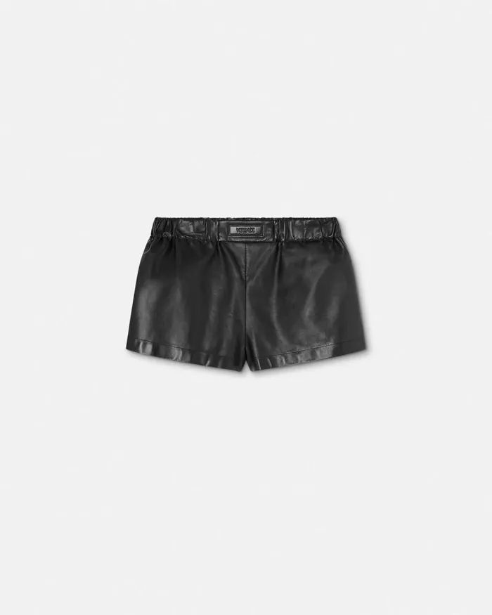 Leather Boxer Shorts Black Women Versace Pants and Shorts