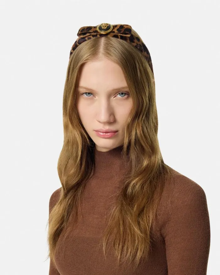Leopard Gianni Ribbon Headband Animalier Women Versace Hair Accessories