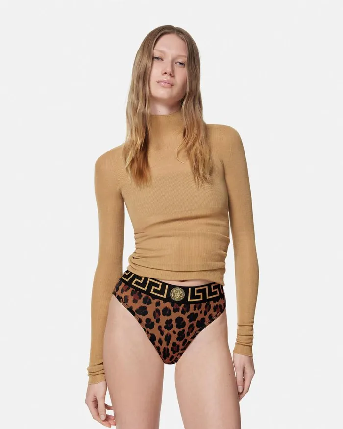 Leopard Greca Briefs Animalier Women Versace Bras and Briefs