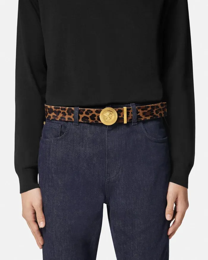 Leopard Medusa Biggie Belt 16034 Animalier Men Versace Belts
