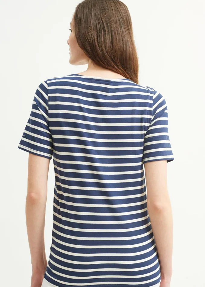 Levant Modern Breton Stripe Short Sleeve Shirt Soft Cotton Navyecru Men Saint James Breton Striped Shirts