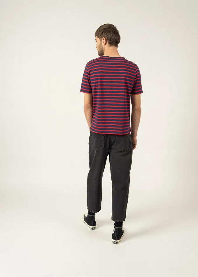 Levant Modern Breton Stripe Short Sleeve Shirt Soft Cotton Navyred Men Saint James Breton Striped Shirts