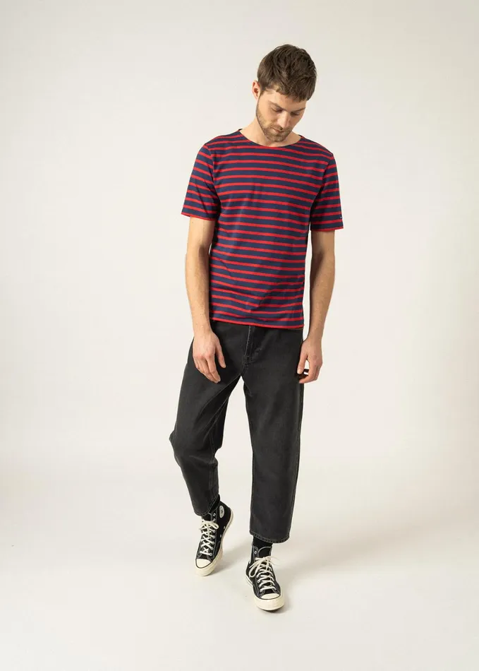 Levant Modern Breton Stripe Short Sleeve Shirt Soft Cotton Navyred Women Saint James Breton Striped Shirts