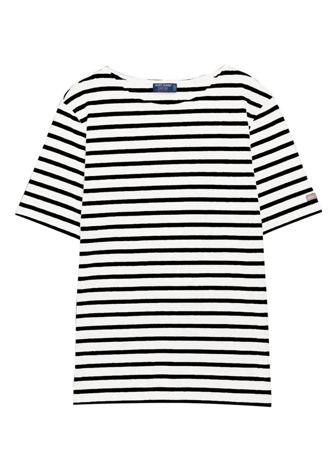 Levant Modern Breton Stripe Short Sleeve Shirt Soft Cotton Whiteblack Men Saint James Breton Striped Shirts