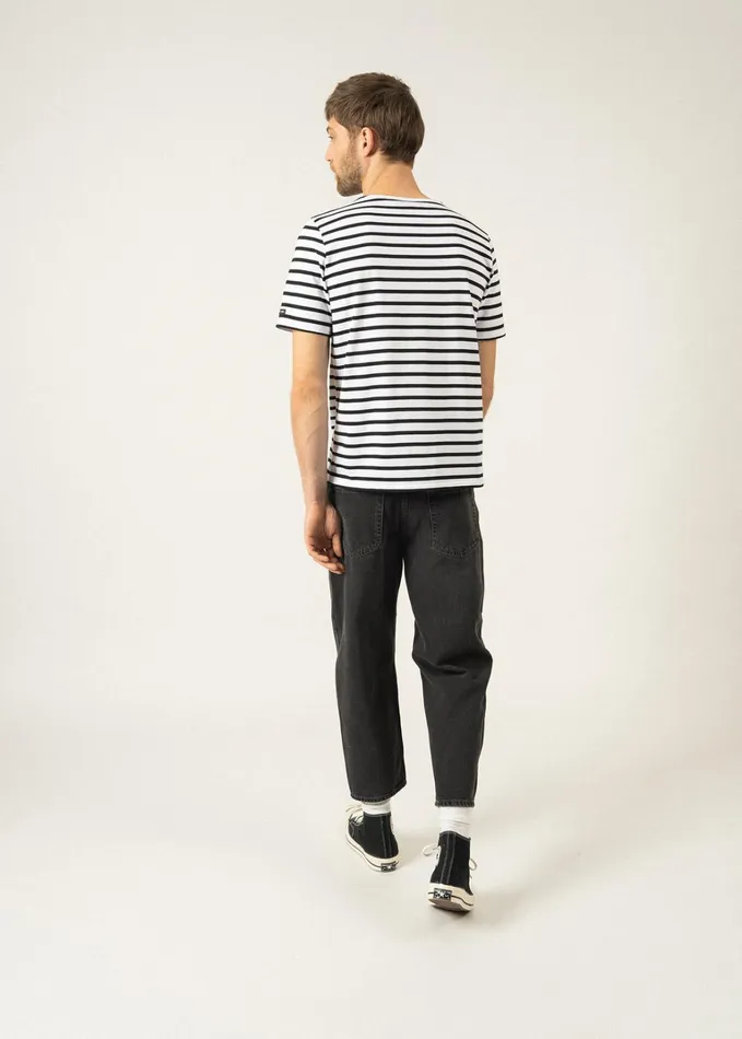 Levant Modern Breton Stripe Short Sleeve Shirt Soft Cotton Whiteblack Men Saint James Breton Striped Shirts