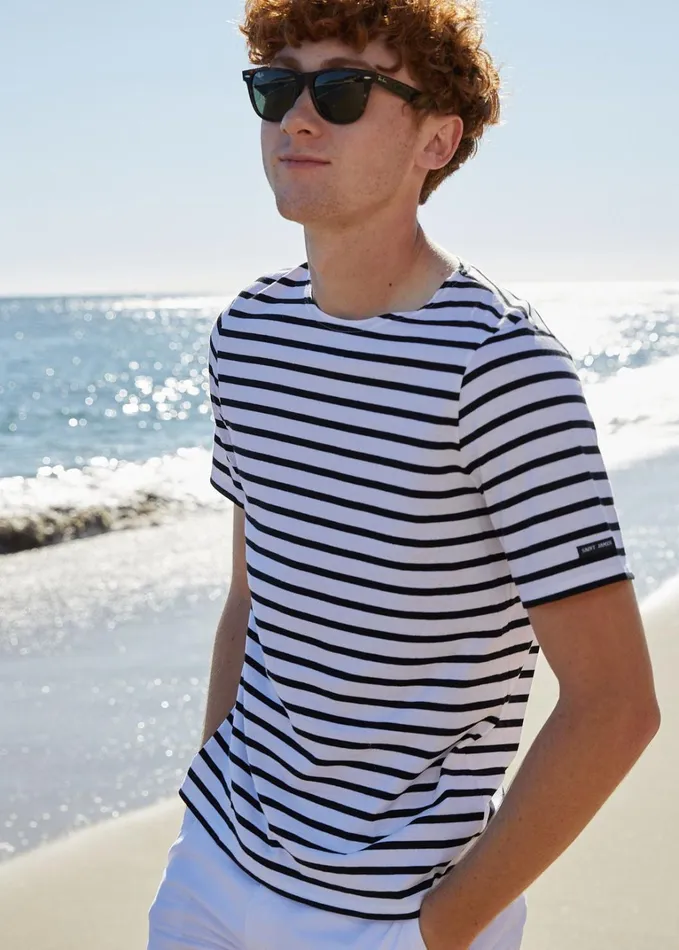 Levant Modern Breton Stripe Short Sleeve Shirt Soft Cotton Whiteblack Women Saint James Breton Striped Shirts