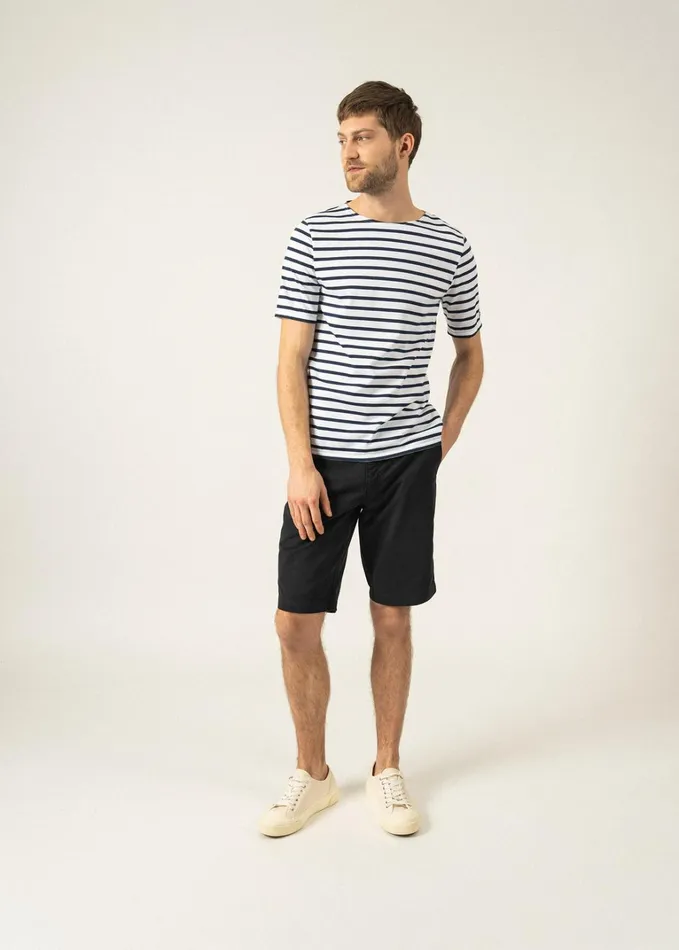 Levant Modern Breton Stripe Short Sleeve Shirt Soft Cotton Whitenavy Women Saint James Breton Striped Shirts
