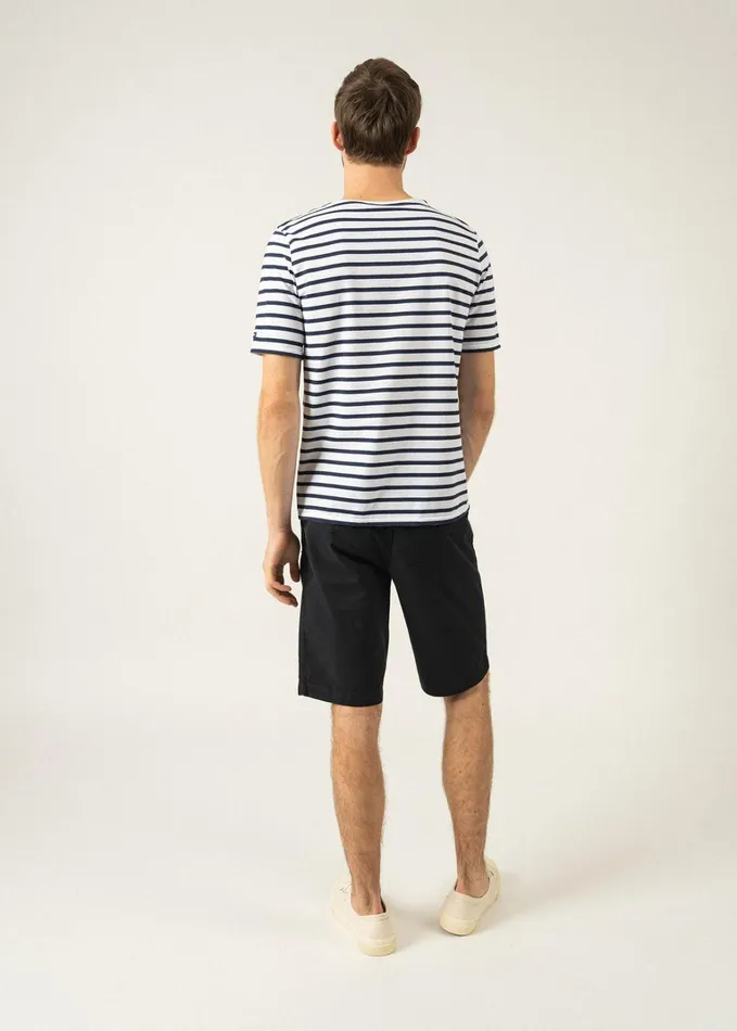 Levant Modern Breton Stripe Short Sleeve Shirt Soft Cotton Whitenavy Women Saint James Breton Striped Shirts