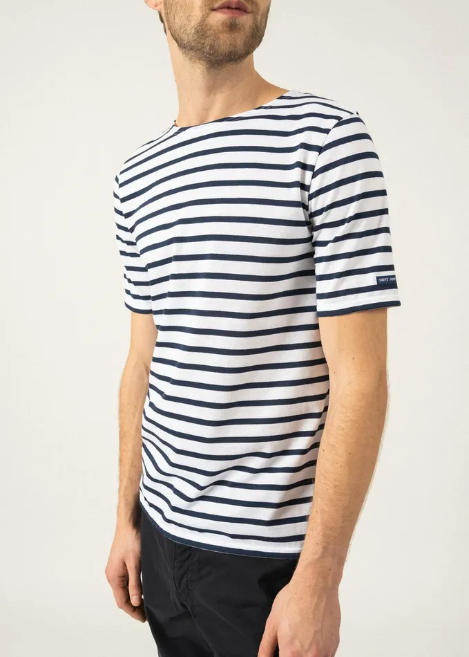 Levant Modern Breton Stripe Short Sleeve Shirt Soft Cotton Whitenavy Women Saint James Breton Striped Shirts