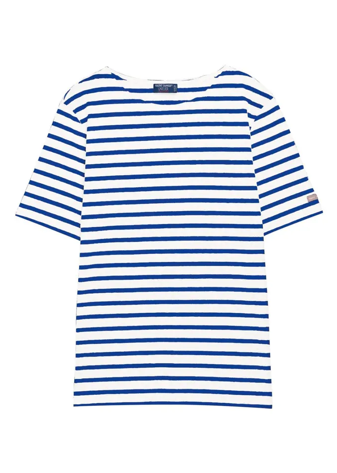 Levant Modern Breton Stripe Short Sleeve Shirt Soft Cotton Whiteroyalblue Women Saint James Breton Striped Shirts